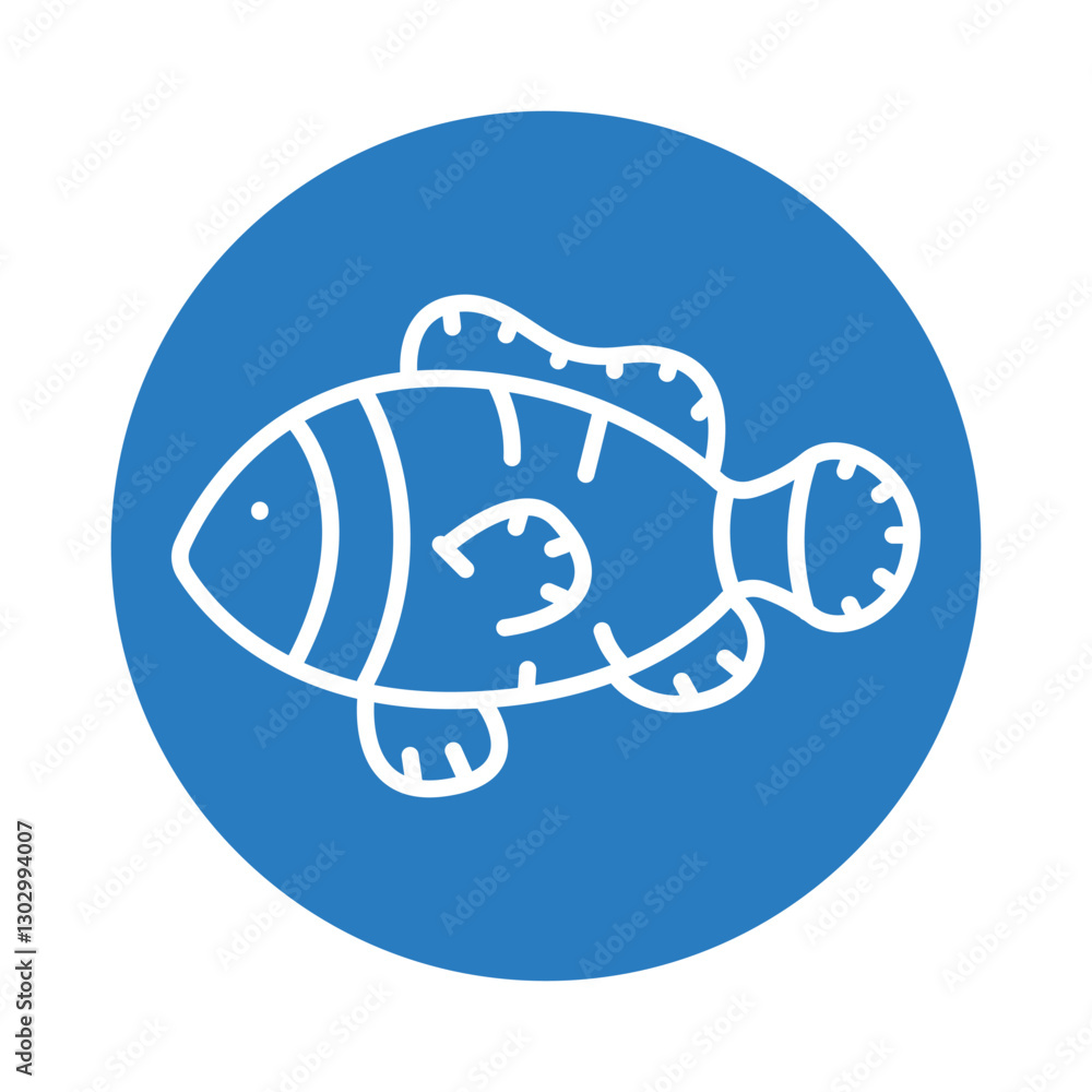 Poster clown (amphiprion) color line icon for digital and print projects. minimal clean icons for apps and 