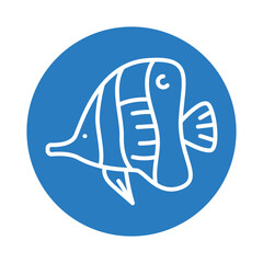 Butterfly fish black line icon. Tropical fish