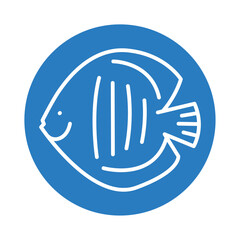 Discus black line icon. Tropical fish