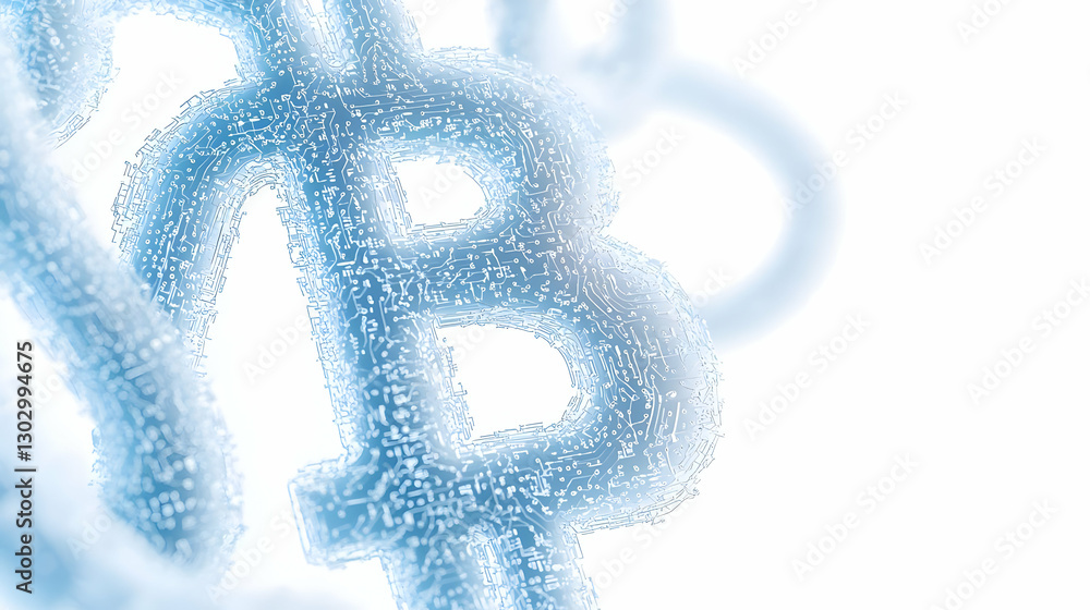 Poster abstract representation of bitcoin symbol for digital currency concepts