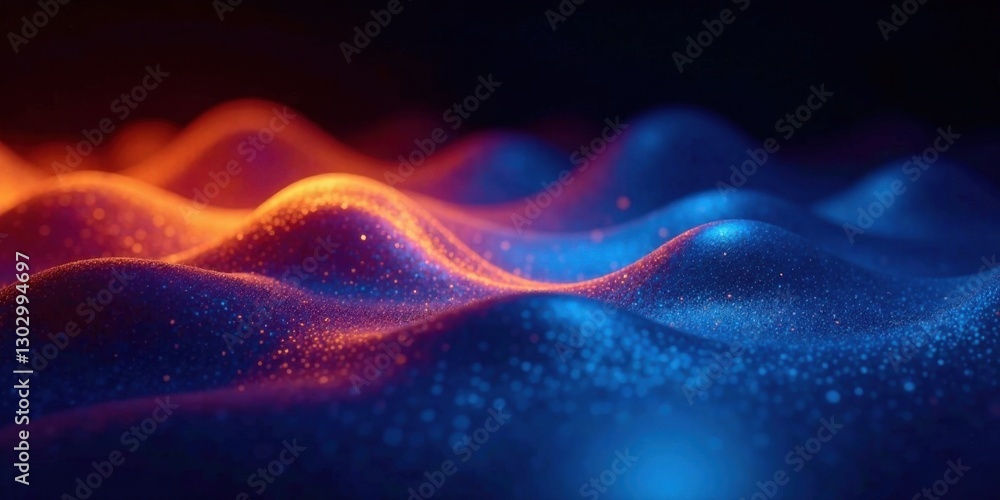 Poster abstract vibrant hues flowing across a sparkling surface, a symphony of light and texture