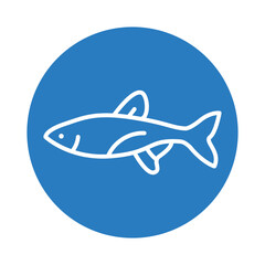 Neon tetra color line icon. Tropical fish
