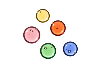 Fototapeta premium Colorful Water Droplets on Transparent Background with Reflections and Highlights for Creative Projects and Designs