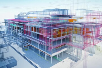Architectural blueprint revealing building structure design.