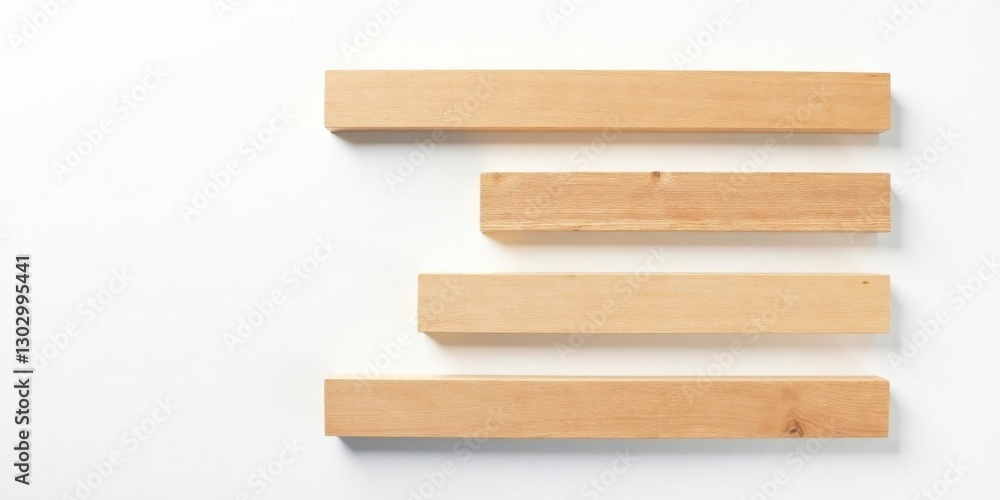 Aufkleber horizontal wooden planks arranged on a white background, ideal for craft projects and diy constructi
