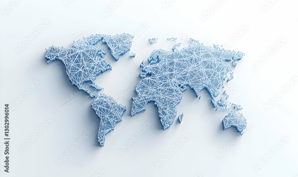Poster abstract world map with network connections and modern design