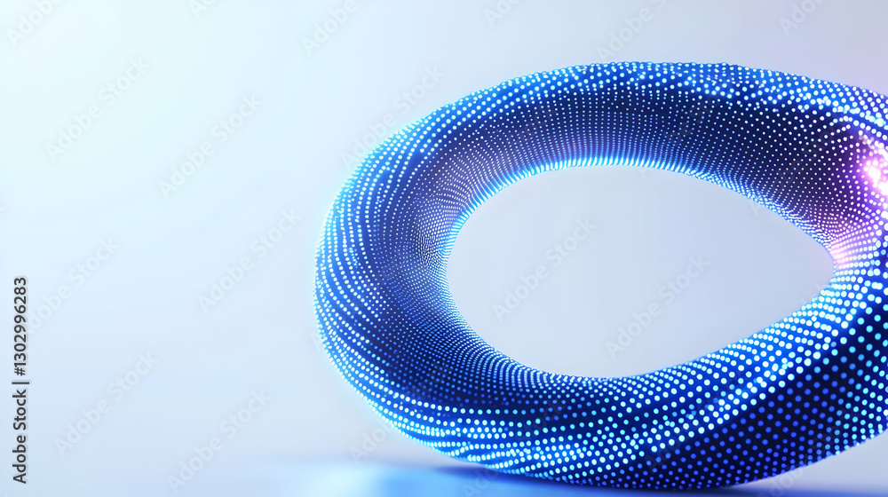 Poster abstract blue particle wave form in fluid motion for background use