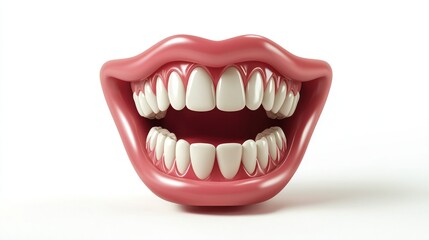 Naklejka premium Smiling Female Mouth with Smooth Lips on White Background