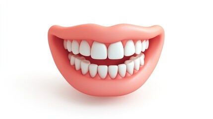 Smiling Female Mouth with Smooth Lips on White Background