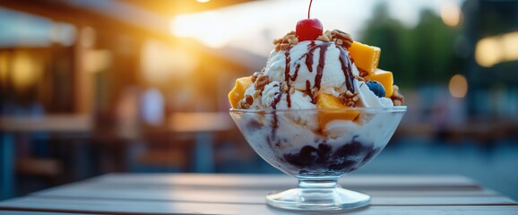 Sundae Dessert at Outdoor Cafe