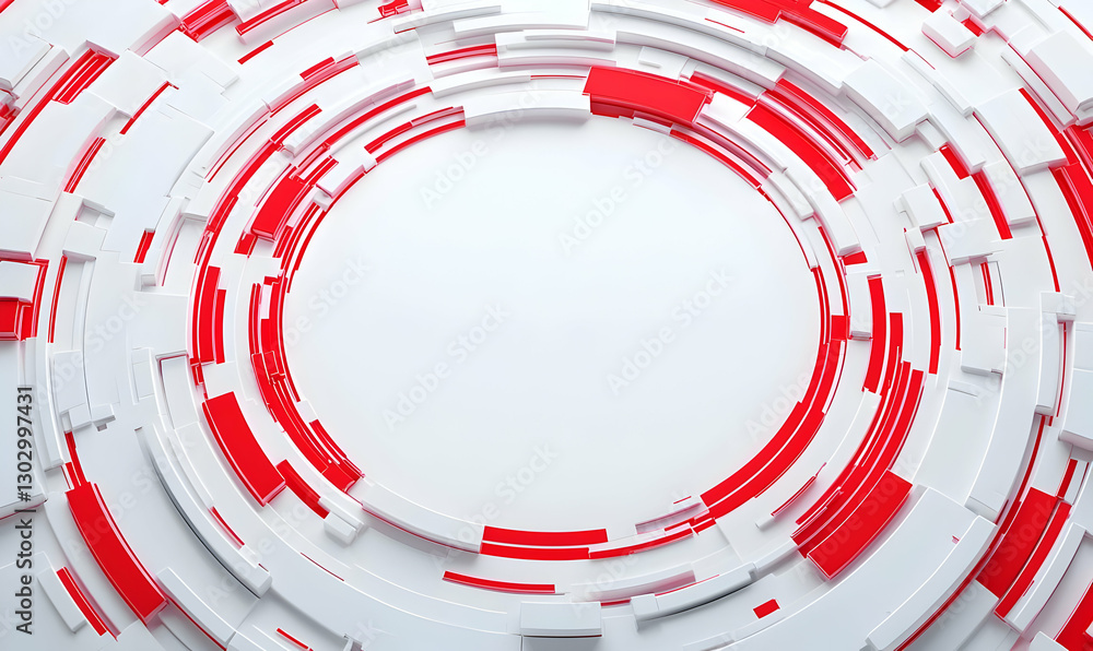 Poster abstract red and white circular pattern for modern design elements