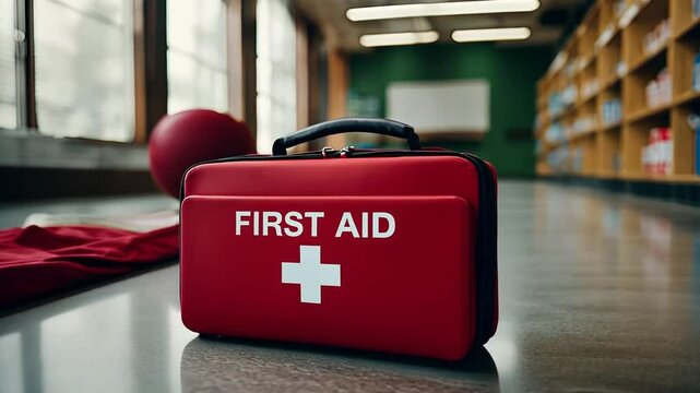 First aid kits in a school.