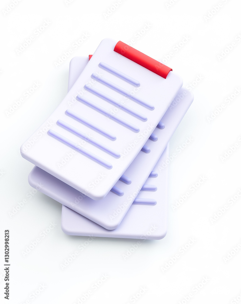 Poster three stacked documents with a red tab