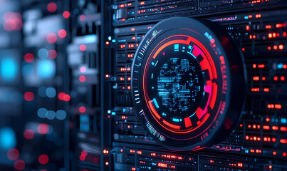 Obraz premium Futuristic Digital Interface with Globe and Data Patterns for Technology