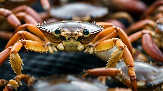Fishing for crabs in the sea.