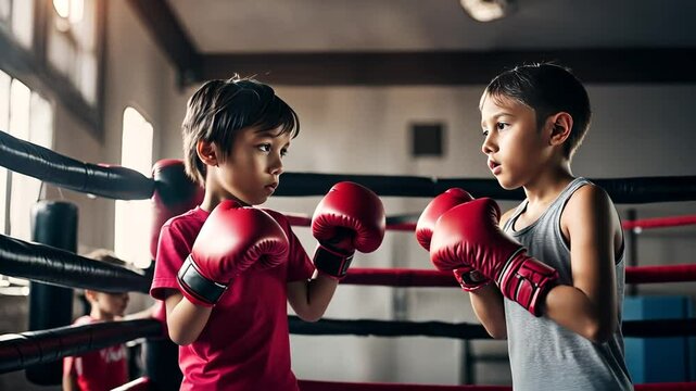 Children doing boxing.