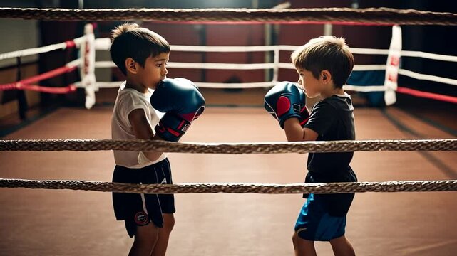 Children doing boxing.