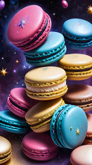 Obraz premium Traditional French colorful macarons. sweet confectionery based on meringue. 
