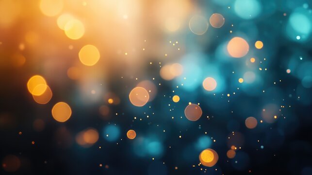 Blurred Background. Bright Boke Lignts. Golden Warm Sessional Sign, Pacheful Outdoor Atmosphere. 