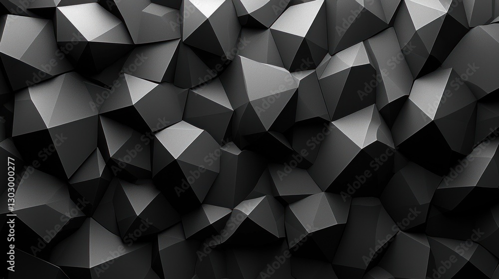 Poster abstract black polygon background - modern dark texture design element