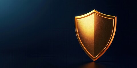 A shiny golden shield stands against a dark background, symbolizing protection and security.