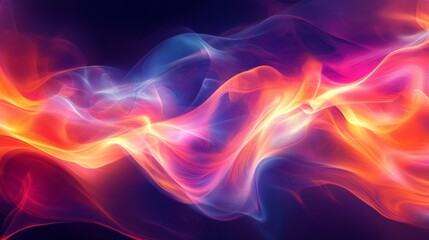 Obraz premium Fractal light patterns dancing in motion, glowing waves, vibrant and soft colors, music-inspired background, surreal and captivating