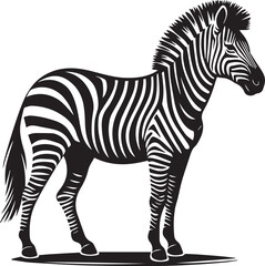 Fototapeta premium black zebra vector illustration, zebra vector, zebra silhouette logo vector, zebra vector black and white background full body