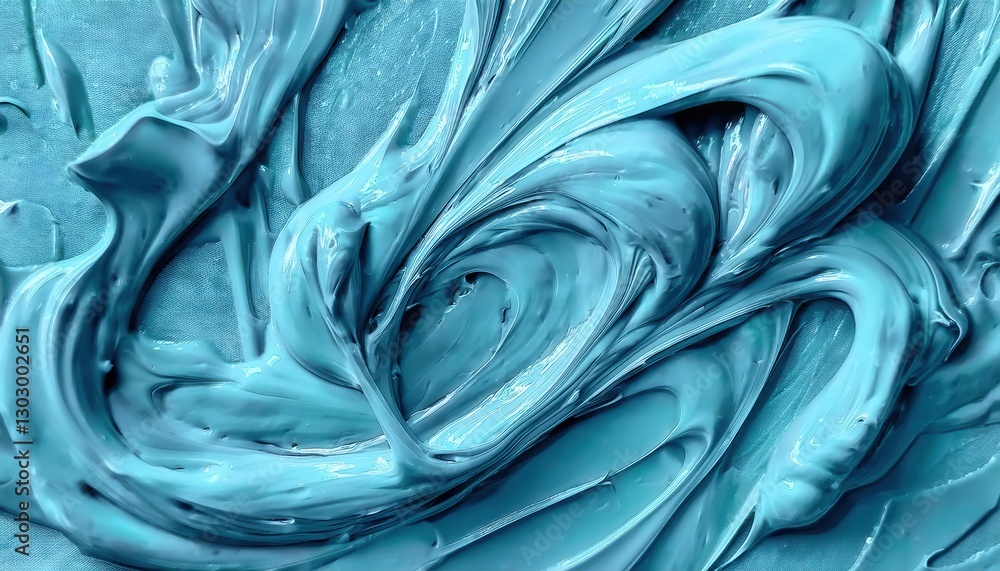 Poster smooth textured blue paint stroke with glossy swirl pattern, abstract creamy acrylic background for artistic design and branding

