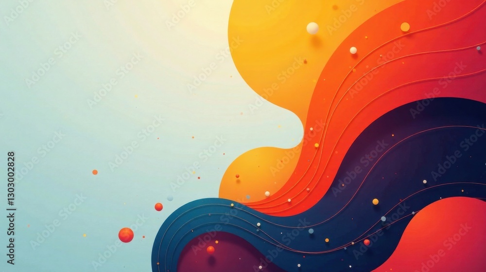 Leinwandbilder abstract colorful waves with floating spheres a dynamic design for modern presentations