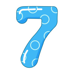 Vector illustration of the number seven in a colorful style