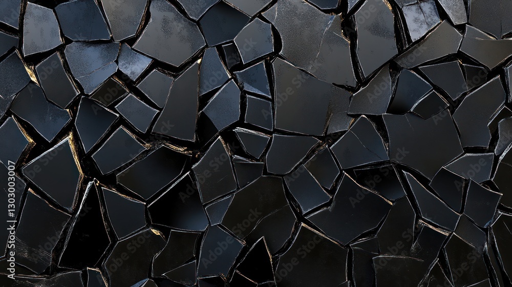 Poster black geometric mosaic pattern with grout lines for background or texture