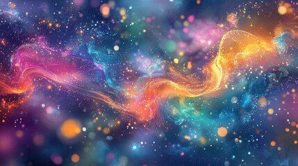 Fototapeta premium Fractal light patterns moving to the rhythm of music, glowing waves, vibrant colors, dynamic motion, immersive and energetic background