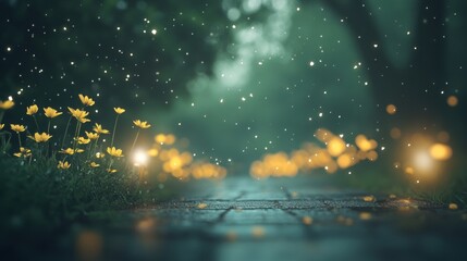 Enchanted Path: A Nighttime Stroll Through a Magical Forest