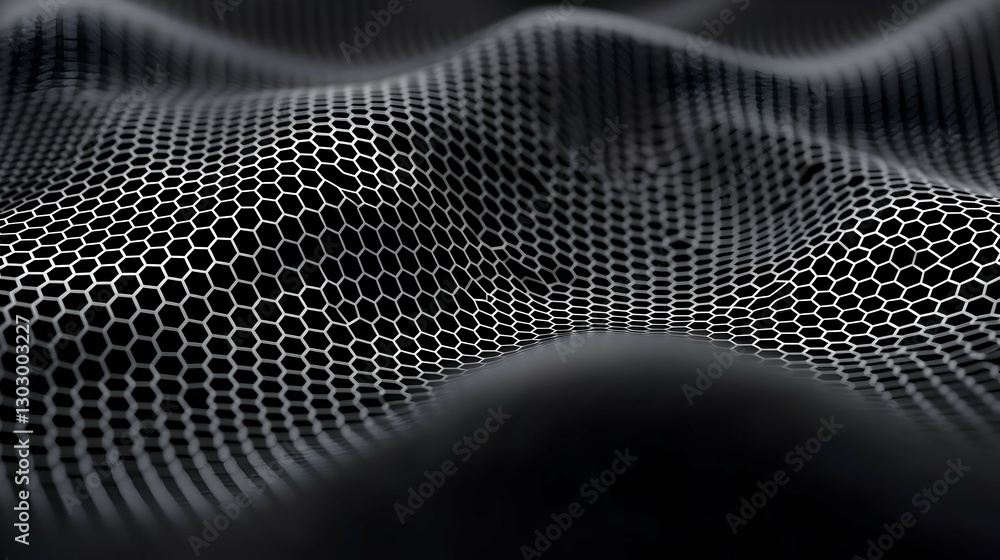 Poster abstract black surface with honeycomb pattern and depth variation