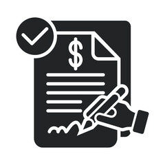 Contract Icon Glyph Style. Vector Illustration For Graphic Design