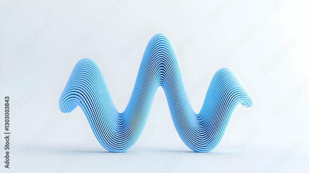 Poster abstract blue wave shape with curved lines and smooth surface
