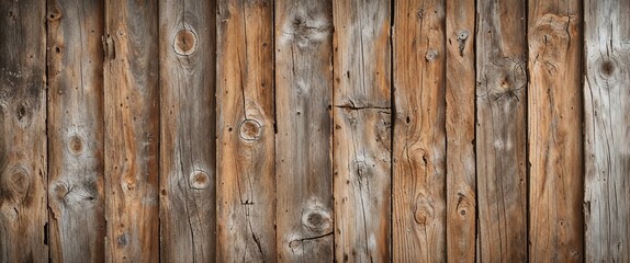 Naklejka premium Rustic wooden planks create a seamless and textured background. Each plank showcases unique knots and grain, perfect for various design applications or artistic projects