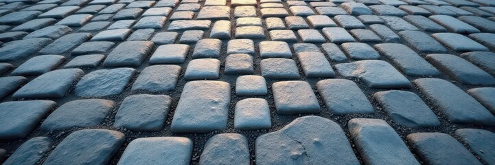 Fototapeta premium Irregular gray cobblestones, textured surface, paving, alley