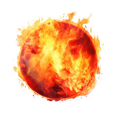 fiery ball on transparent background