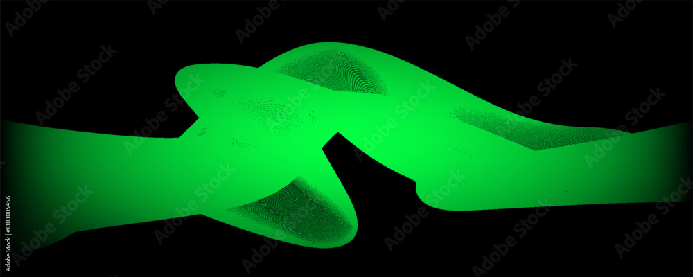 Poster dot green wave light screen gradient texture dark background. abstract technology big data digital b