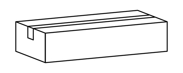 postal parcel box outline, carton shipping box line, brown corrugated box, cardboard postage box for transportation