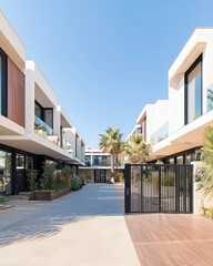 Modern Residential Complex with Open Courtyard and Greenery