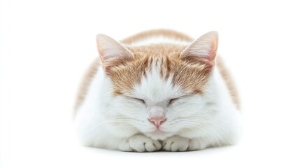 Fototapeta premium Fluffy White Beige Cat on White Background