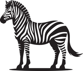 Obraz premium black zebra vector illustration, zebra vector, zebra silhouette logo vector, zebra vector black and white background full body