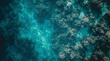 Fototapeta premium Aerial View of Vibrant Underwater Coral Reef