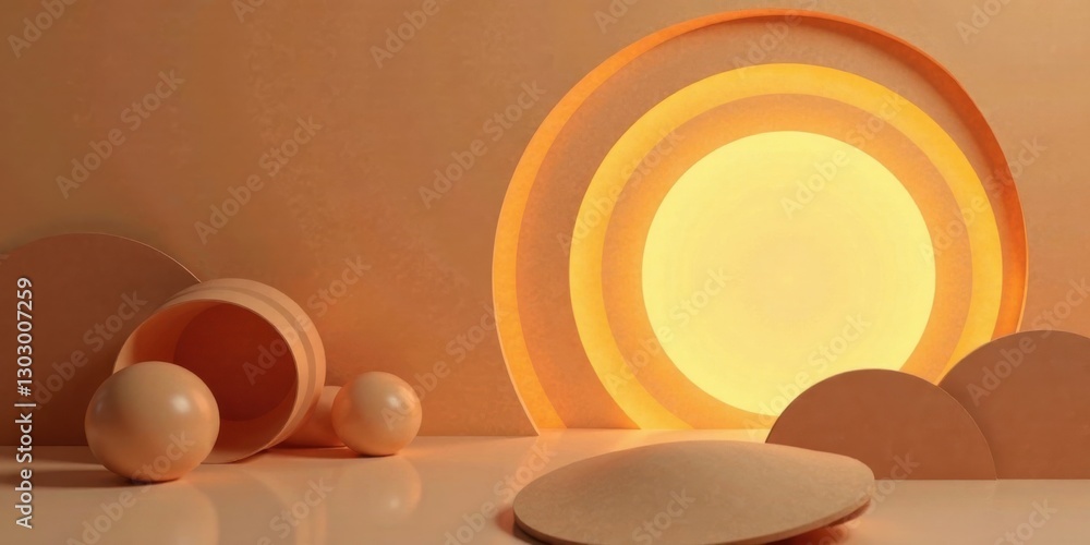 Aufkleber abstract minimalist composition featuring warm tones and geometric shapes, illuminating a serene and