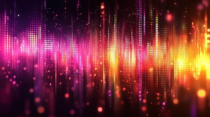 Obraz premium Abstract Colorful Graphic Equalizer with Dotted Patterns and Bokeh Effect