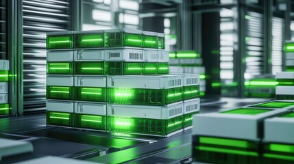 A vibrant, abstract representation of a cityscape made up of illuminated geometric blocks.