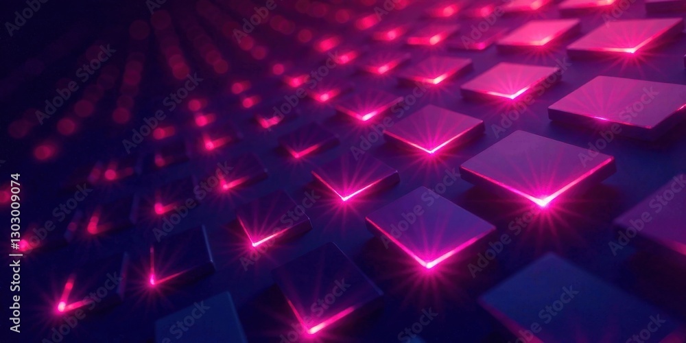 Aufkleber illuminated geometric pattern abstract dark purple and pink cubes with glowing center highlights