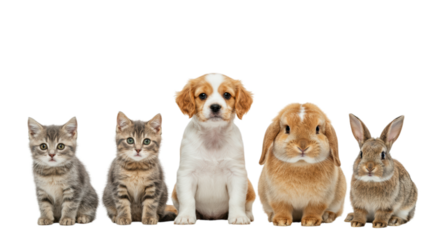 Pets pose together in a delightful display of companionship and curious expressions